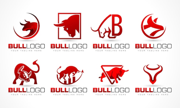 Vector paquete de diseño de logotipo de toro paquete de diseño de logotipo de toro enojado