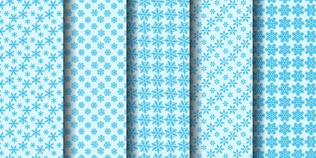 Paquete de diseño de patrones sin fisuras de copo de nieve. Ilustración vectorial
