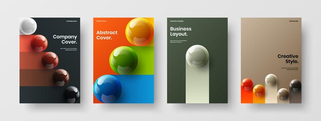 Paquete de diseño de portada de libro de bolas 3D minimalista