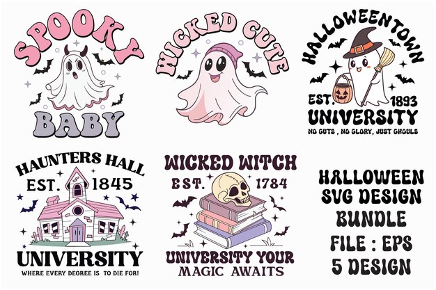 El paquete de diseño SVG de Halloween Fantasmas espeluznantes y diversión malvada