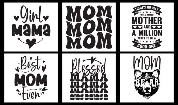 Paquete de diseño svg de mamá. paquete de diseño de camiseta de tipografía de mamá. mamá diseñó un vector. mamá divertida