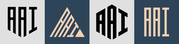 Vector paquete de diseños de logotipo aai de letras iniciales simples y creativas