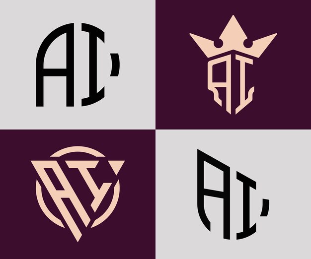 Paquete de diseños de logotipo AI de letras iniciales simples y creativas
