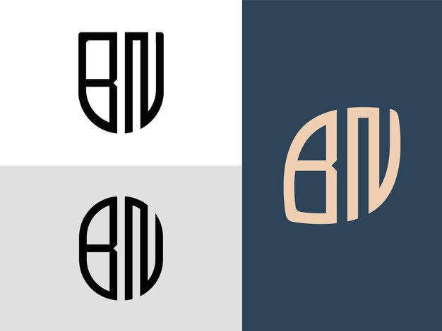 Paquete de diseños de logotipo BN de letras iniciales creativas