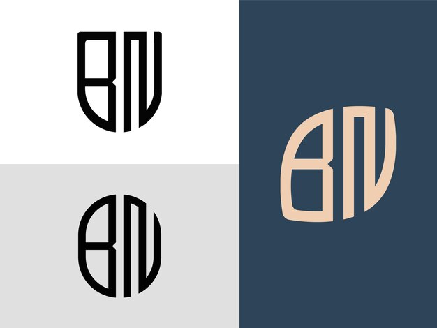 Paquete de diseños de logotipo bn de letras iniciales creativas