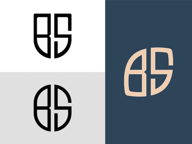 Paquete de diseños de logotipo bs de letras iniciales creativas