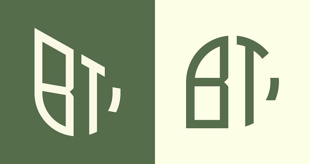 Paquete de diseños de logotipo BT de letras iniciales simples y creativas