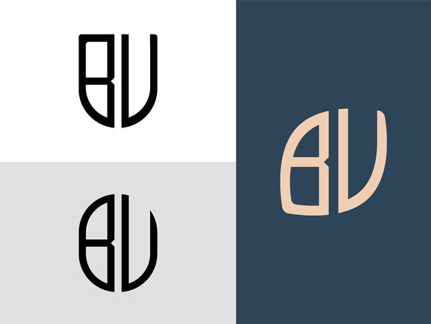 Paquete de diseños de logotipo BU de letras iniciales creativas