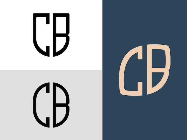 Paquete de diseños de logotipo CB de letras iniciales creativas