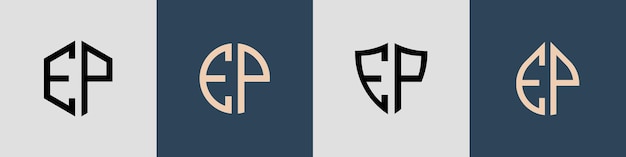Paquete de diseños de logotipo EP de letras iniciales simples y creativas