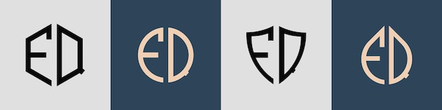 Paquete de diseños de logotipo fq de letras iniciales simples y creativas