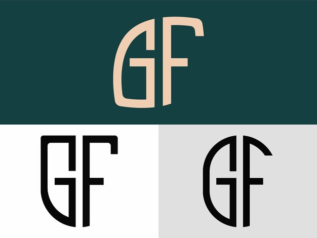 Paquete de diseños de logotipo GF de letras iniciales creativas
