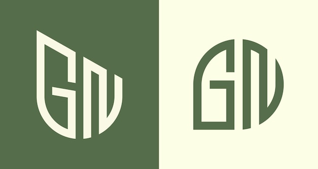 Paquete de diseños de logotipo GN de letras iniciales simples y creativas