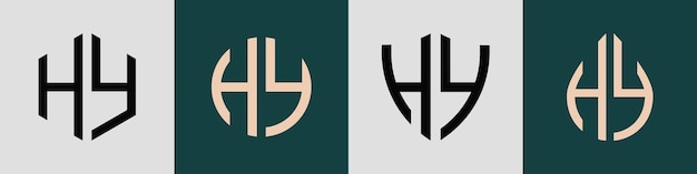 Paquete de diseños de logotipo HY de letras iniciales simples y creativas