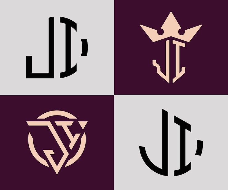 Vector paquete de diseños de logotipo ji de letras iniciales simples y creativas
