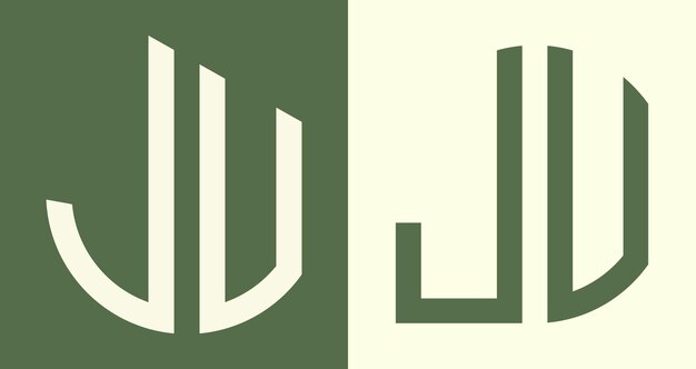 Paquete de diseños de logotipo JV de letras iniciales simples y creativas