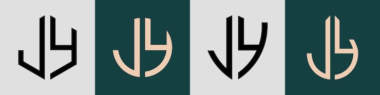 Vector paquete de diseños de logotipo jy de letras iniciales simples y creativas