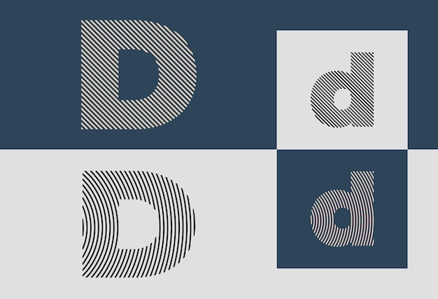 Paquete de diseños de logotipo de letras D de línea inicial creativa
