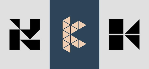 Paquete de diseños de logotipo de monograma cuadrado inicial K