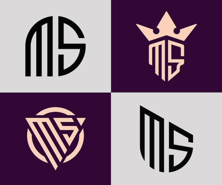 Vector paquete de diseños de logotipo ms de letras iniciales simples y creativas