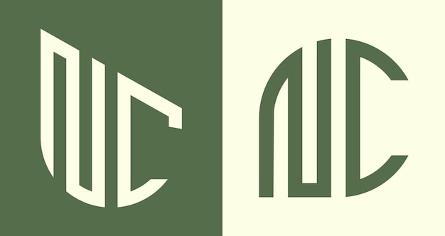 Paquete de diseños de logotipo NC de letras iniciales simples creativas