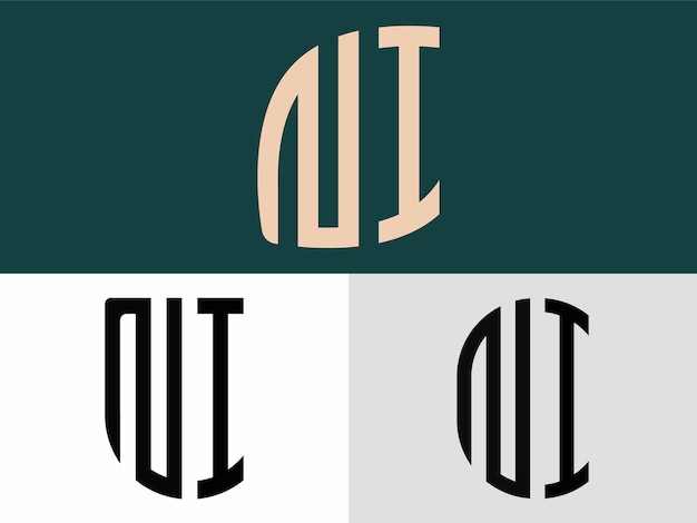 Paquete de diseños de logotipo NI de letras iniciales creativas