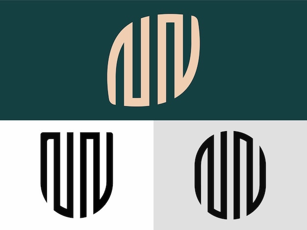 Paquete de diseños de logotipo nn de letras iniciales creativas