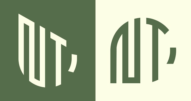 Paquete de diseños de logotipo NT de letras iniciales simples creativas