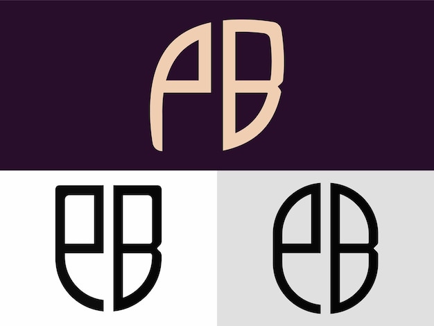 Paquete de diseños de logotipo PB de letras iniciales creativas