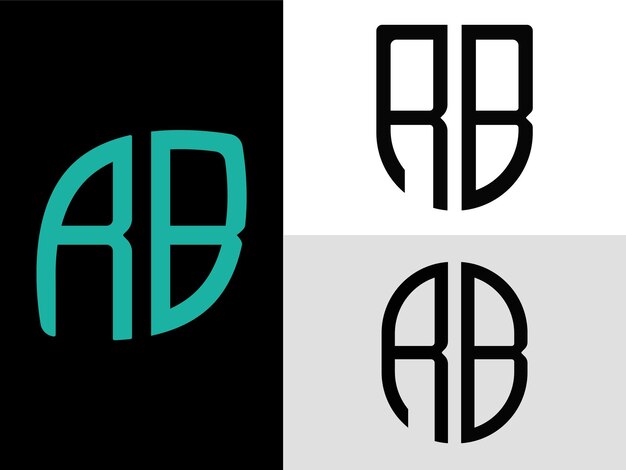 Paquete de diseños de logotipo RB de letras iniciales creativas