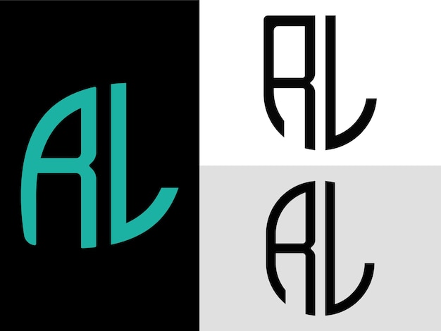 Paquete de diseños de logotipo RL de letras iniciales creativas