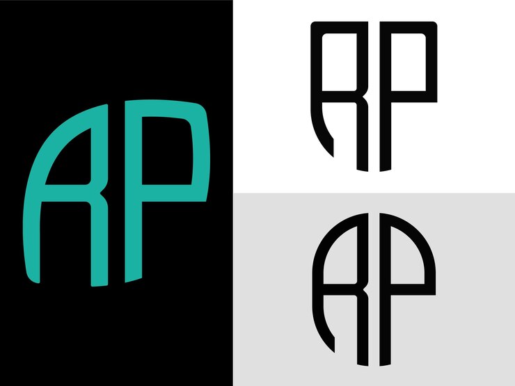 Vector paquete de diseños de logotipo rp de letras iniciales creativas
