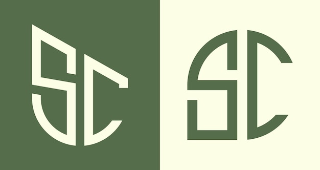Paquete de diseños de logotipo SC de letras iniciales simples y creativas