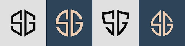 Paquete de diseños de logotipo SG de letras iniciales simples y creativas