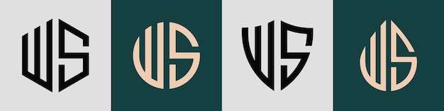 Paquete de diseños de logotipo WS de letras iniciales simples y creativas