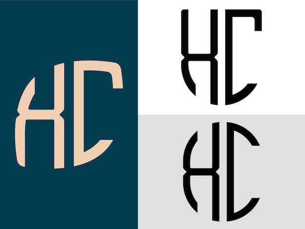 Paquete de diseños de logotipo XC de letras iniciales creativas