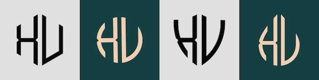 Vector paquete de diseños de logotipo xu de letras iniciales simples y creativas