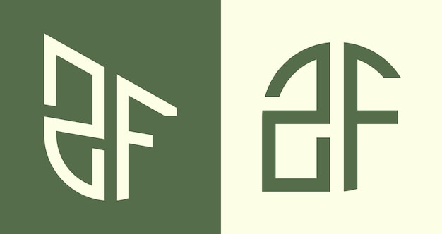 Paquete de diseños de logotipo ZF de letras iniciales simples y creativas