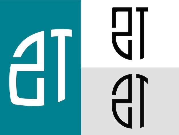 Paquete de diseños de logotipo ZT de letras iniciales creativas