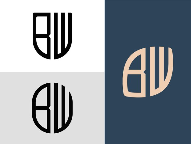 Paquete de diseños de logotipos bw de letras iniciales creativas