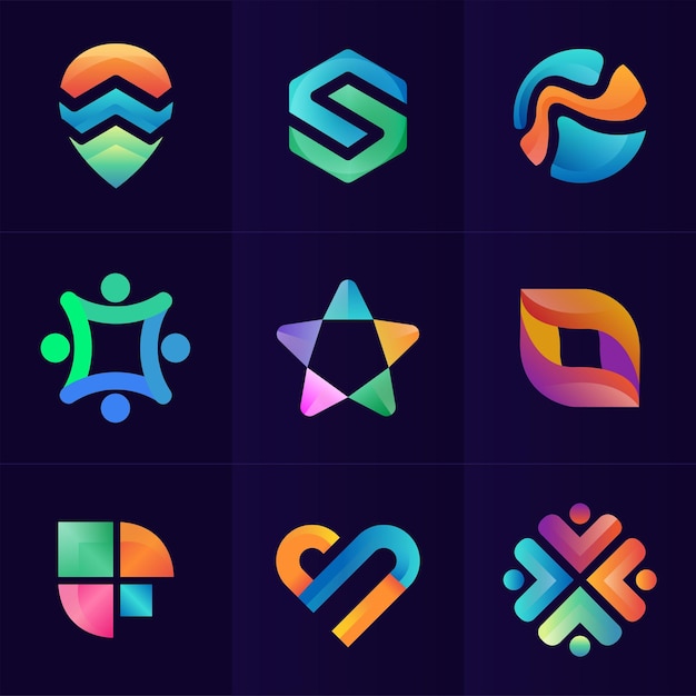 paquete de diseños de logotipos coloridos