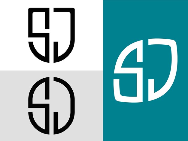 Paquete de diseños de logotipos creative initial letters sj