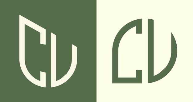 Paquete de diseños de logotipos CU con letras iniciales simples y creativas