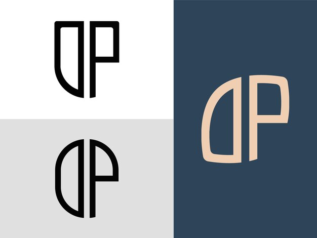 Paquete de diseños de logotipos dp de letras iniciales creativas