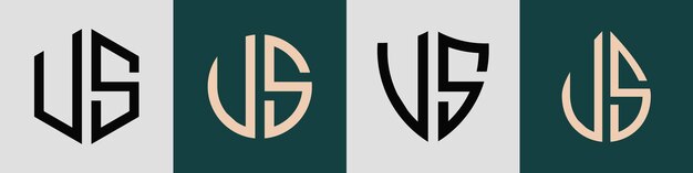 Paquete de diseños de logotipos de EE. UU. con letras iniciales simples y creativas