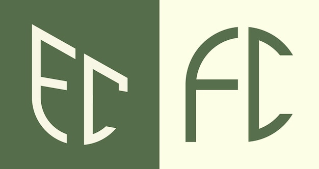 Paquete de diseños de logotipos FC de letras iniciales simples y creativas