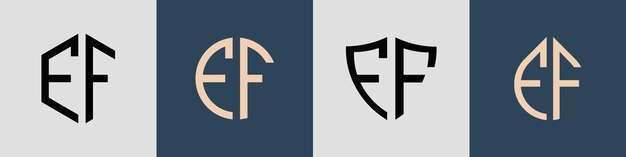 Paquete de diseños de logotipos FF de letras iniciales simples y creativas