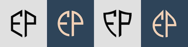 Paquete de diseños de logotipos FP de letras iniciales simples y creativas