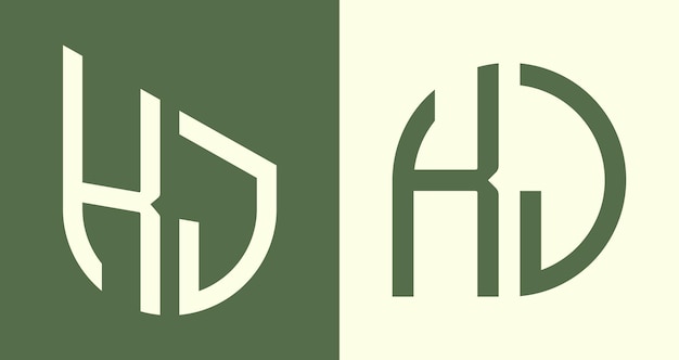 Paquete de diseños de logotipos KJ de letras iniciales simples y creativas