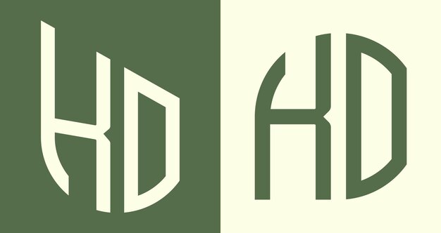 Paquete de diseños de logotipos KO de letras iniciales simples y creativas